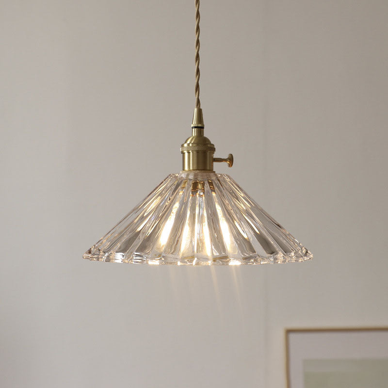 Nordic Minimalist Vintage Clear Brass Pendant Light 1-Light Fixture