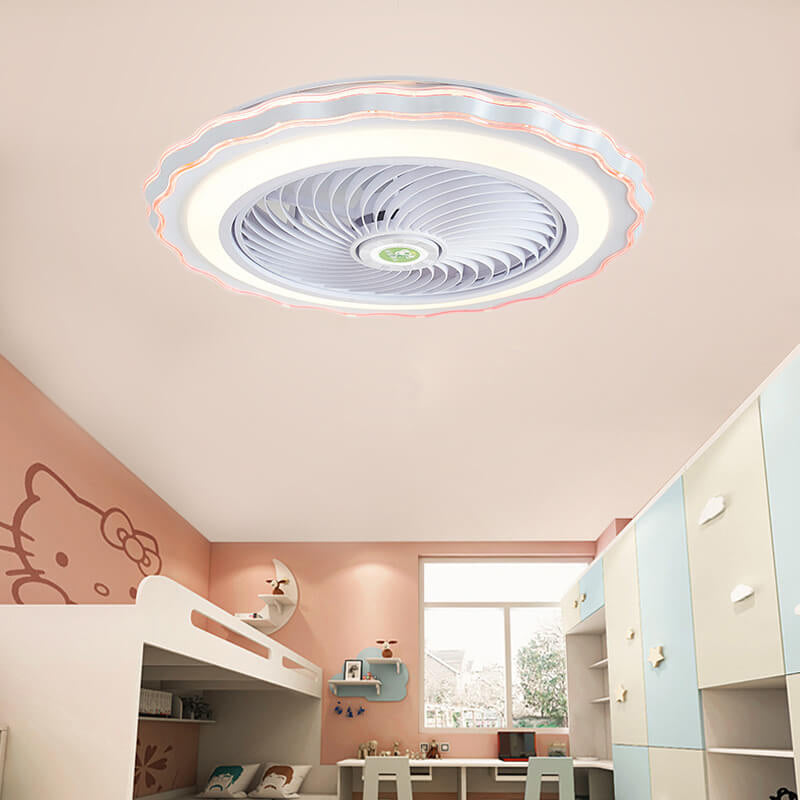 Modern Round Flower LED Flush Mount Ceiling Fan Light