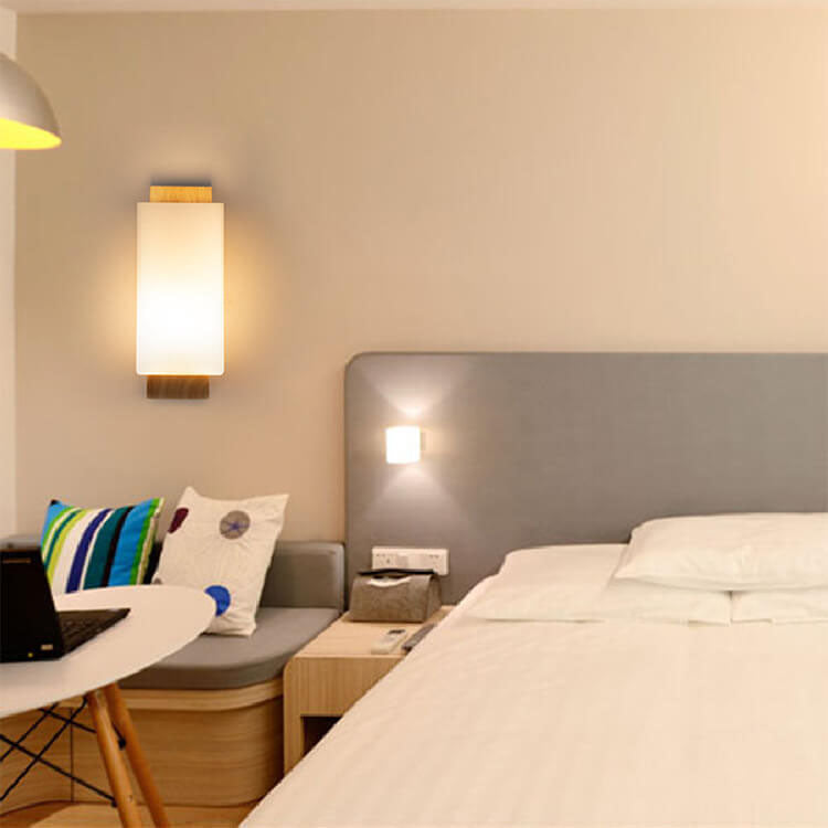 Modern Minimalist Wood and Glass Square Wall Sconce Lamp - 1-Light Design for Elegant Lighting