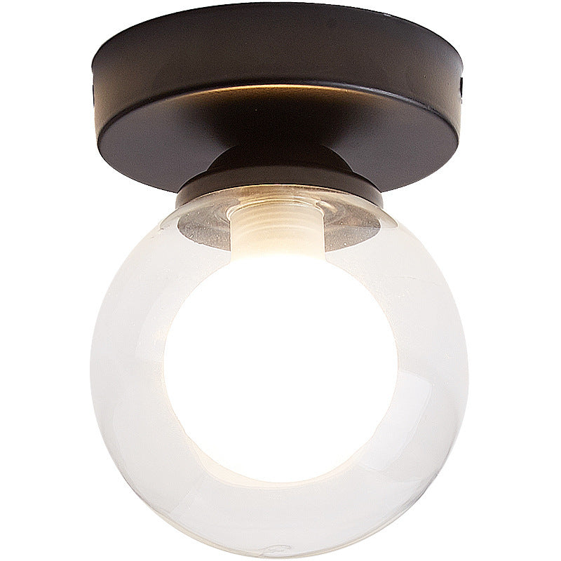 Modern Minimalist Glass Round Ball Semi-Flush Mount Ceiling Light for Hallway