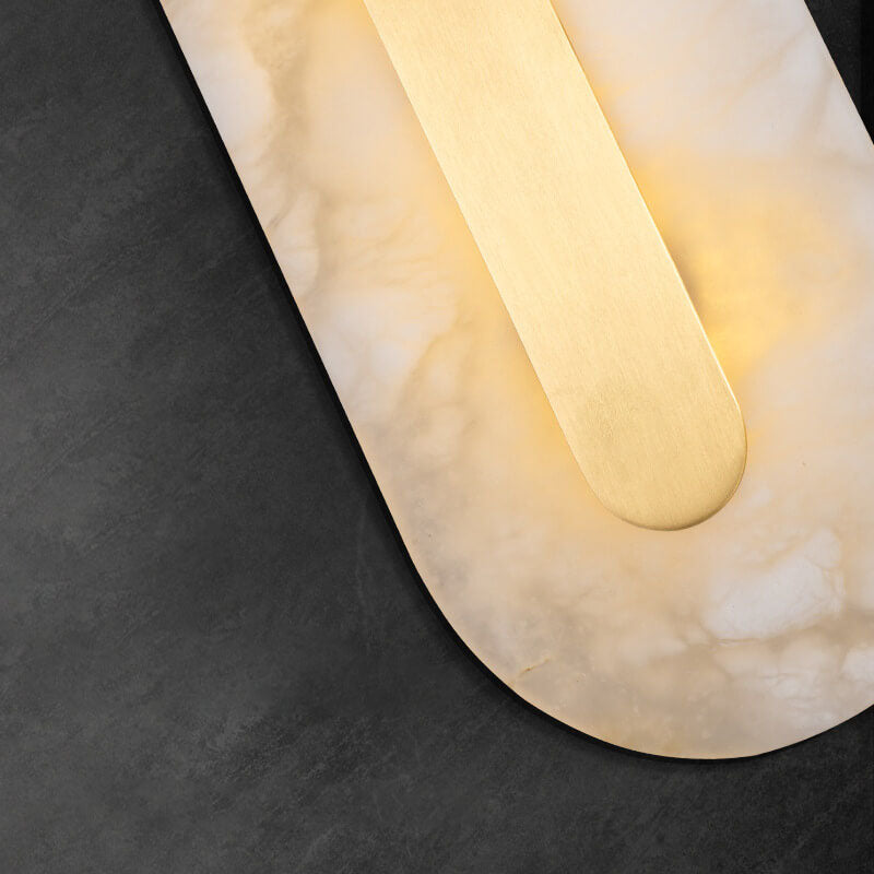 Light Luxury Brass Marble LED Wall Sconce - Oval Square Design