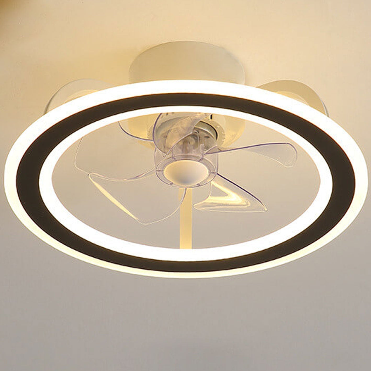 Nordic Creative Round LED Semi-Flush Mount Ceiling Fan Light Fixture
