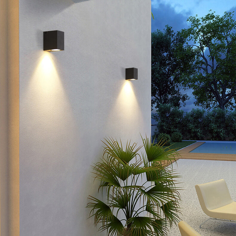Modern Waterproof Square LED Garden Spotlight - Adjustable Angle Wall Sconce Lamp