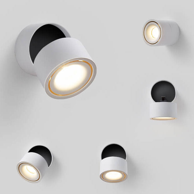 Modern Minimalist Round Aluminium Rotatable Folding LED Wall Sconce for Living Room & Bedroom