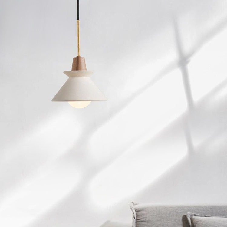 Nordic Minimalist Macaron Wood Cement Pendant Light - 1-Light Design for Modern Home Decor