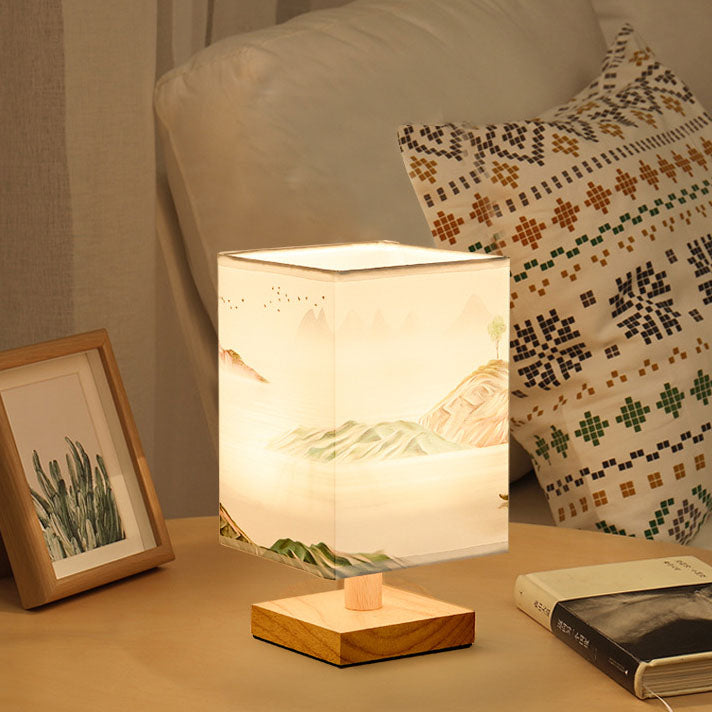 Contemporary USB LED Table Lamp - Stylish Bedroom Lighting Square Design