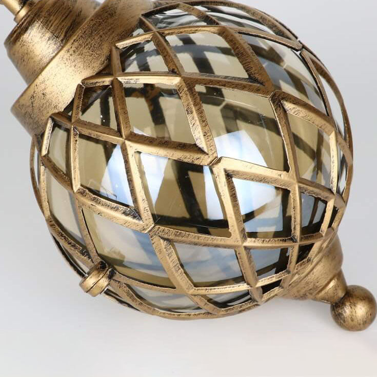 European Vintage Round Ball Die-Cast Aluminum Outdoor Waterproof Pendant Light 1-Light