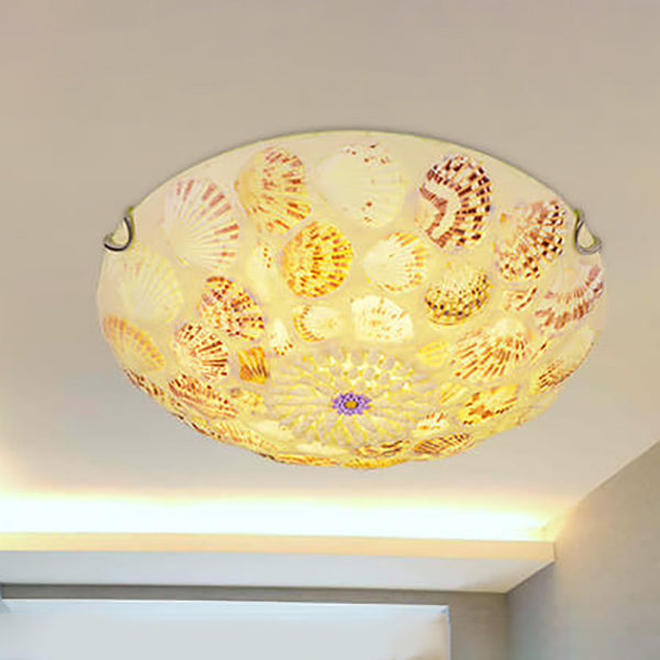 Mediterranean Shell Art LED Flush Mount Ceiling Light