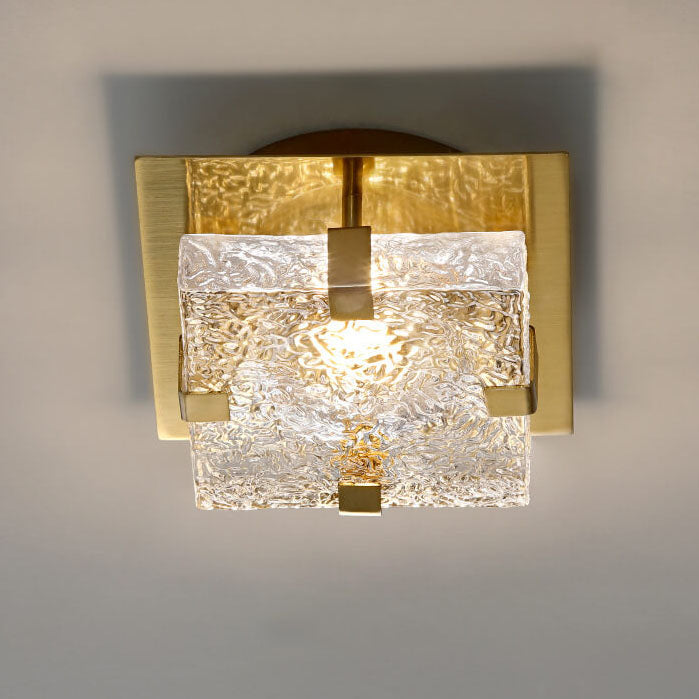 Nordic Luxury Crystal Cube LED Semi-Flush Mount Light