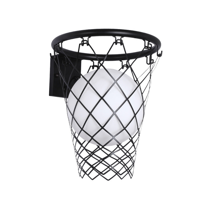 Modern Art Deco Kids Basketball Hoop Wall Sconce - 1-Light Glass Lamp  

Illuminate your child’s bedroom with this stylish Modern Art Deco kids basketball hoop wall sconce. Featuring a sleek glass design and a playful basketball motif, this 1-light lamp a