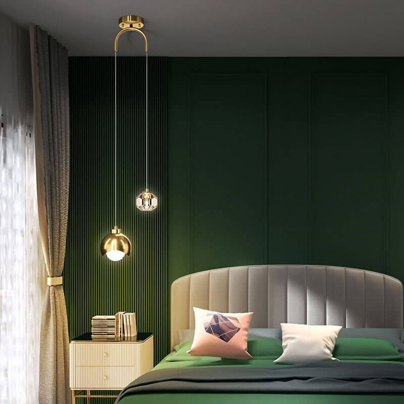 European Light Luxury Iron Brass LED Chandelier for Kitchen Island