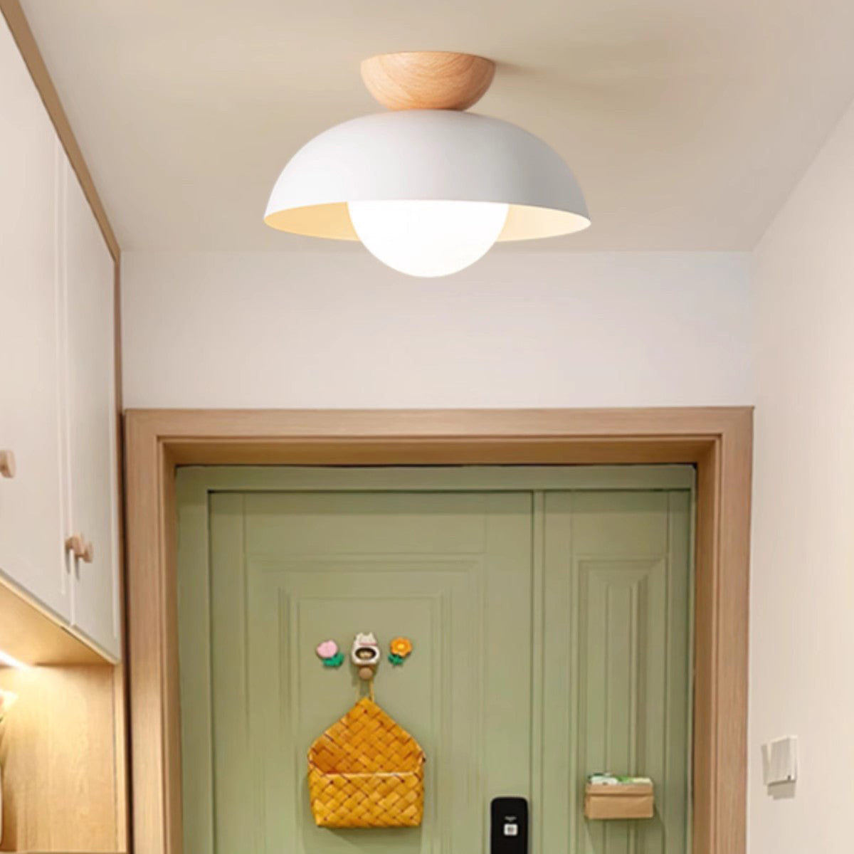 Modern Minimalist Round Iron Glass Semi-Flush Mount Ceiling Light for Living Room