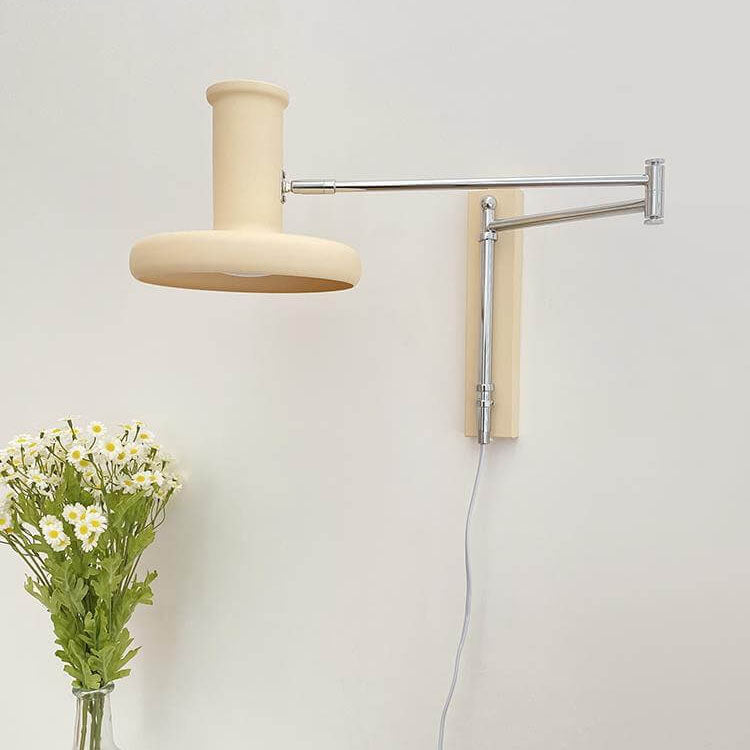 Nordic Minimalist Beige Swing Arm Wall Sconce Lamp