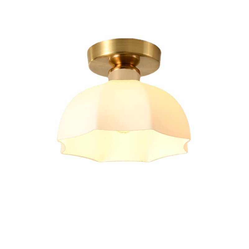 Scandinavian Modern Iron Glass Ceramic Flower Diamond Semi-Flush Mount Light