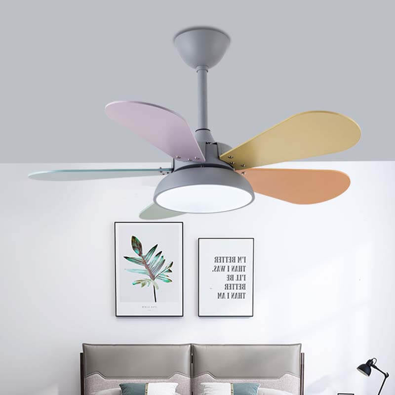 Colorful Round Fan Leaf Kids Downrods Ceiling Light