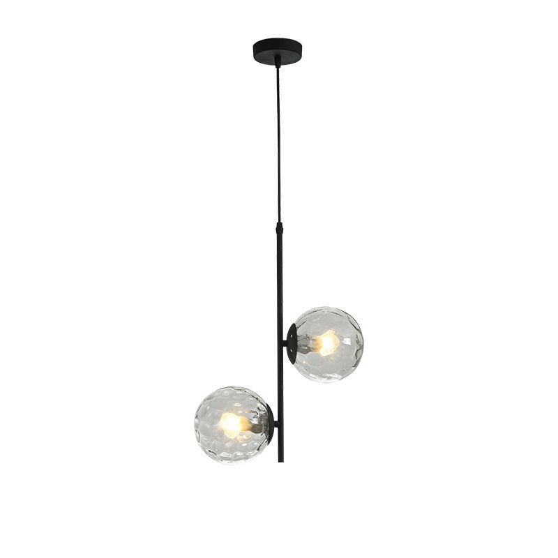 Modern Minimalist Iron Glass Round Ball Branch Chandelier 2-Light Living Room