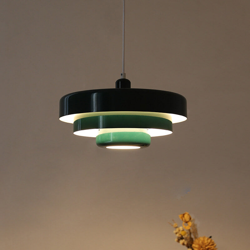 Nordic Vintage Multi-Layer Round Metal Pendant Light 1-Light Fixture