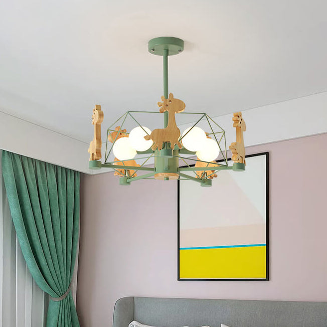 Scandinavian Modern Giraffe Pentagram Semi-Flush Mount Light - Iron & Glass 4/5 Light Ceiling Fixture