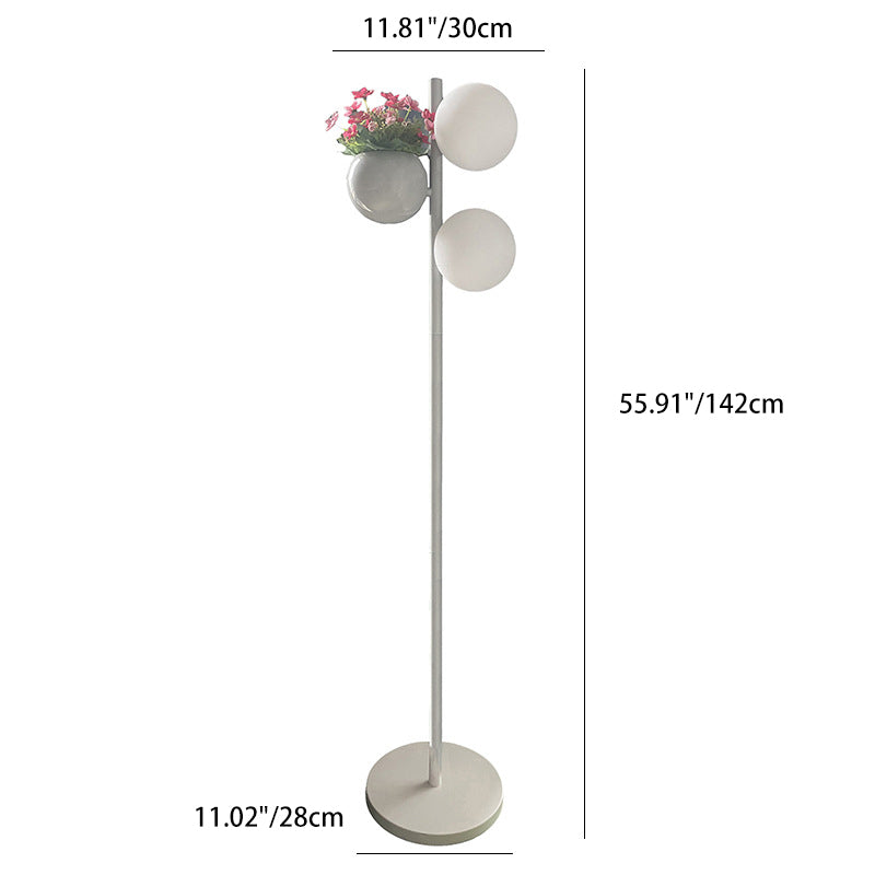 Contemporary Outdoor LED Globe Shade Floor Lamp for Patio Decor - Waterproof and Stylish Flowerpot Design