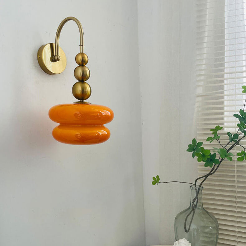 Macaron Cream Gourd Glass Shade Wall Sconce - 1-Light Elegant Design Lamp for Modern Decor, Stylish Lighting Fixture, Artisanal Home Accent