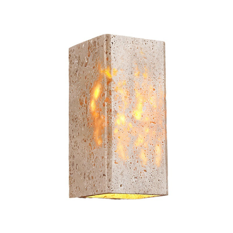 Traditional Japanese Waterproof Yellow Travertine LED Wall Sconce for Hallway