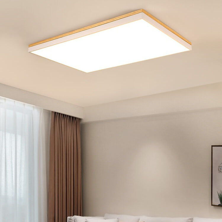 Modern Minimalist Solid Wood LED Flush Mount Light for Living Room