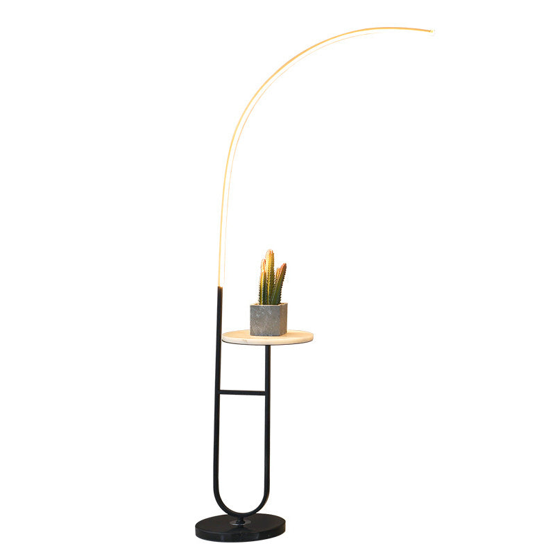 Contemporary Aluminum Strip LED Floor Lamp with Marble Base for Living Room