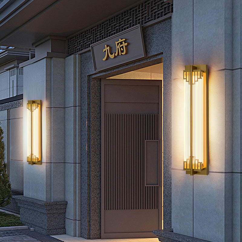 Traditional Chinese Waterproof Stainless Steel LED Wall Sconce for Outdoor Patio