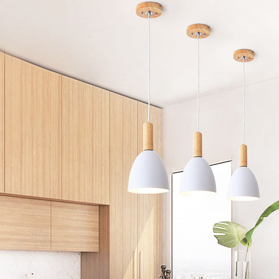 Nordic Minimalist Macaron Chandelier - 1/3-Light Solid Color Design, Modern Hanging Light Fixture for Dining Room or Living Space