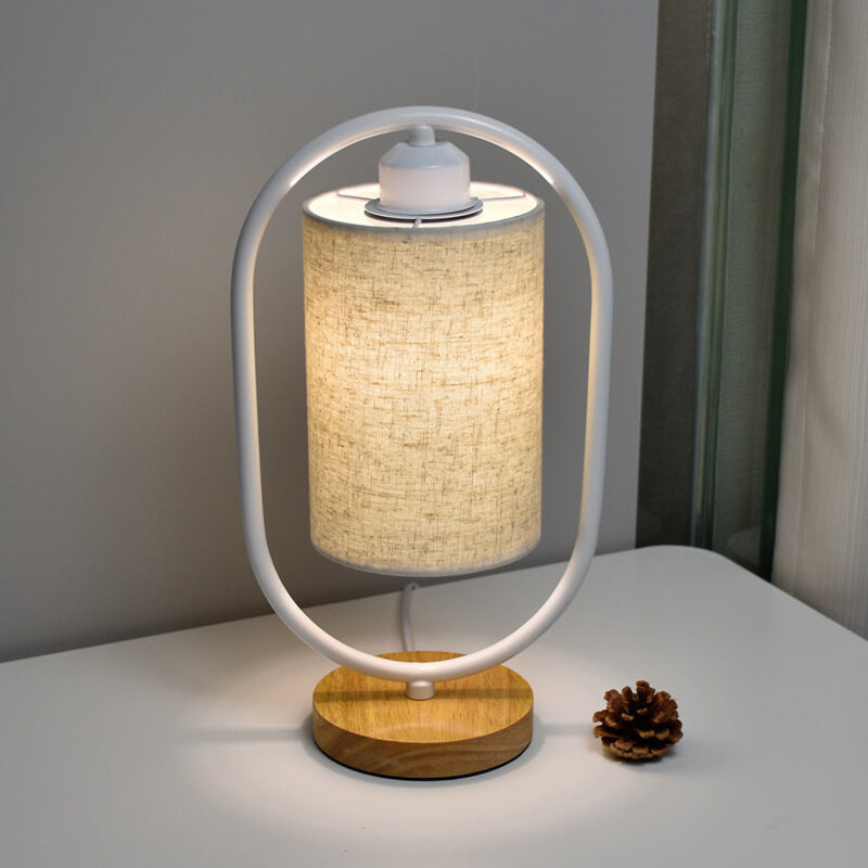 Nordic Linen White Ring Dimmable Table Lamp - Minimalist Home Lighting