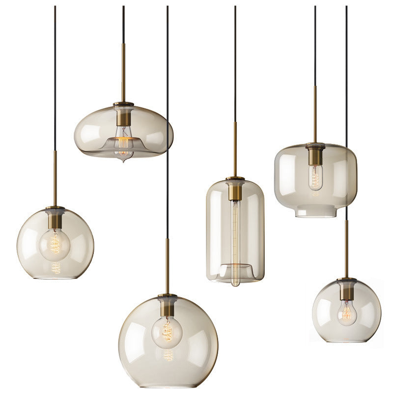 Contemporary Nordic Iron Glass Pendant Light - Round Geometric 1-Light Fixture for Living Room & Bedroom