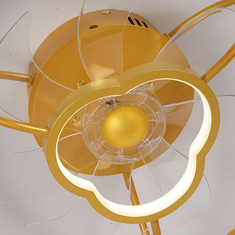 Gold Light Luxury Acrylic LED Flush Mount Ceiling Fan Light Fixture