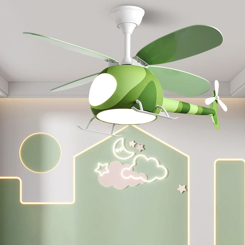 Contemporary Iron Cartoon Planes LED Ceiling Fan Light for Bedroom