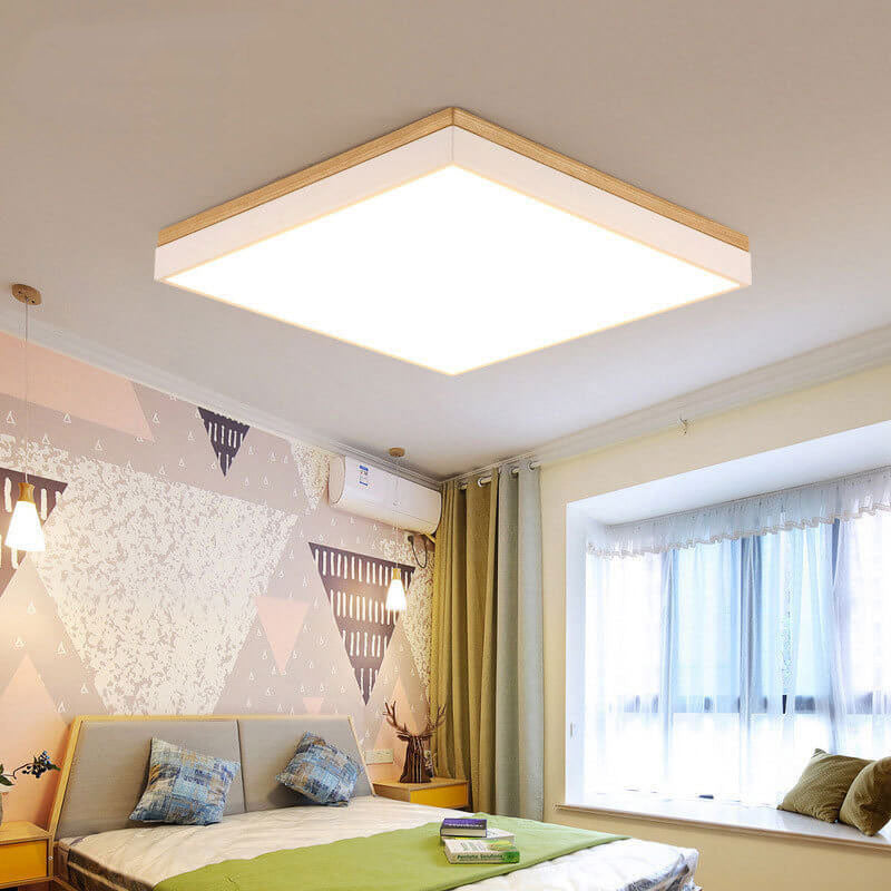 Modern Minimalist Solid Wood LED Flush Mount Light for Living Room