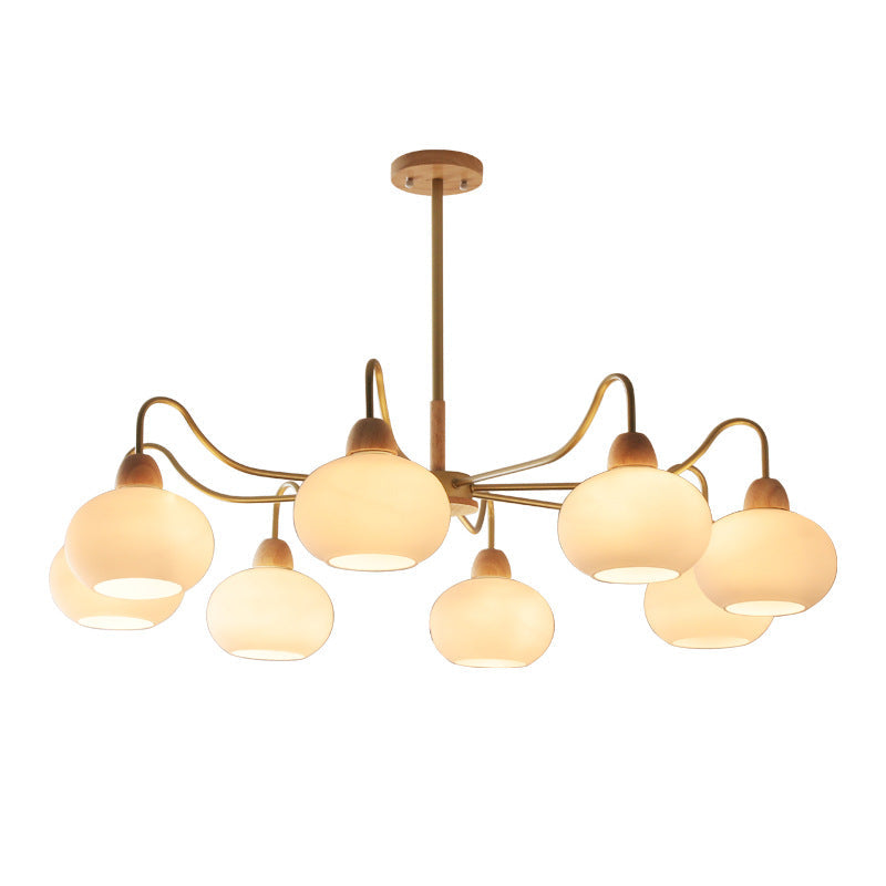 Contemporary Scandinavian Rubberwood Iron Round Chandelier - 3/6/8 Lights for Living Room