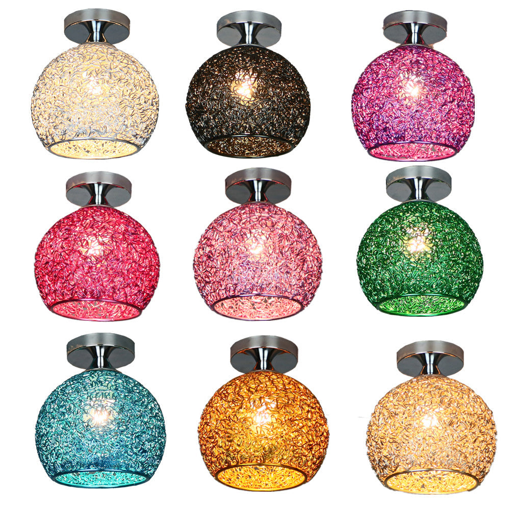 Contemporary Scandinavian Iron Aluminum Weaving Ball Semi-Flush Ceiling Light for Hallway