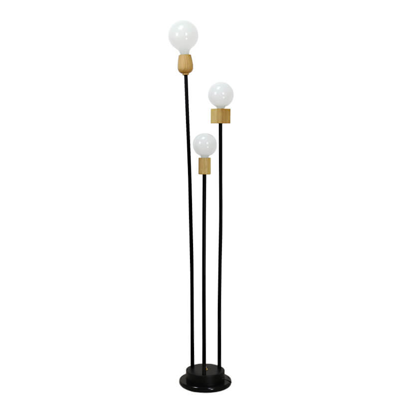 Industrial Retro Iron Frame Glass Ball 3-Light Floor Lamp