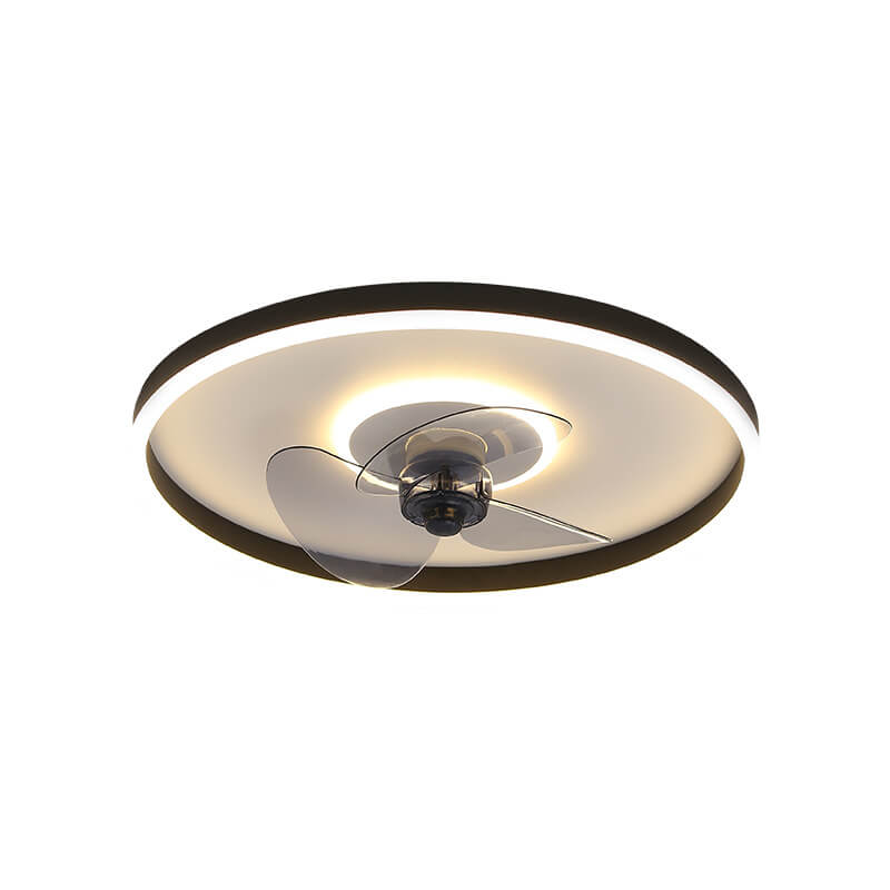 Contemporary Nordic Round LED Flush Mount Ceiling Fan Light for Living Room & Bedroom