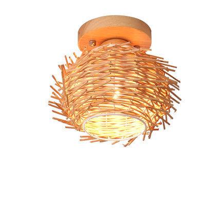 Modern Minimalist Bamboo Weaving Ceiling Lamp - Flush Mount Light Fixture