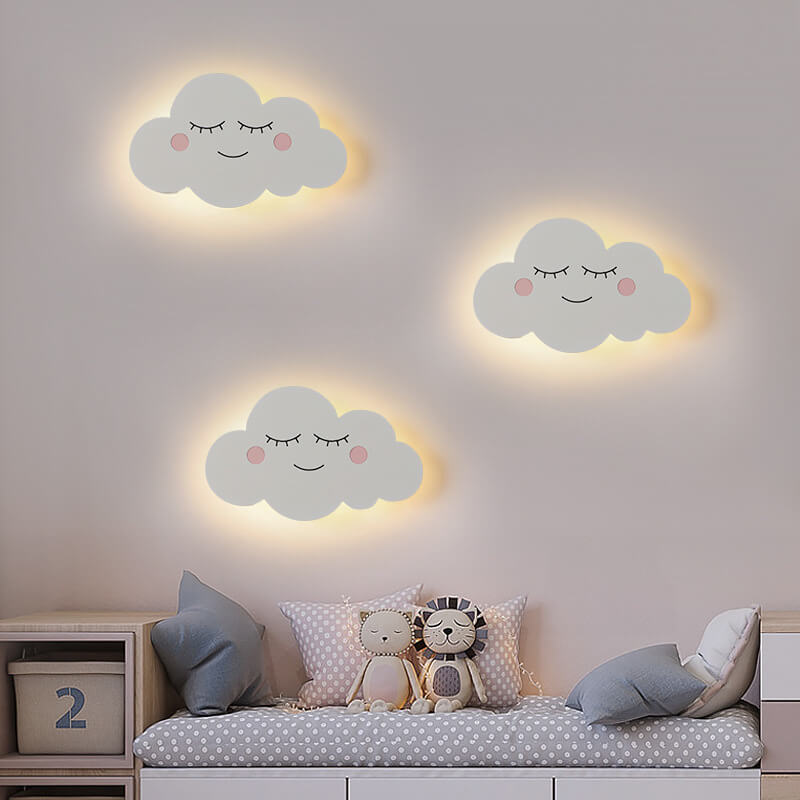 Nordic Creative Clouds Iron Emoji LED Kids Wall Sconce Lamp | Decorative Lighting for Children's Room | Playful Cloud Design | Bright LED Wall Light | Modern Nursery Decor | Fun Bedroom Wall Fixture | Cute Night Light for Kids | Unique Gift for Children |