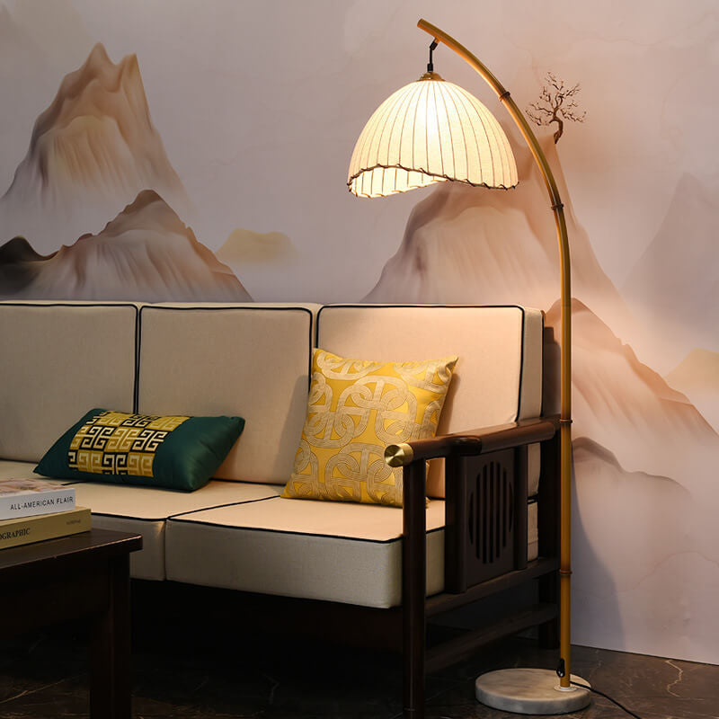 Retro Zen Bamboo Floor Lamp - 1-Light Standing Design for Tranquil Ambiance, Eco-Friendly Lighting, Modern Home Décor, Adjustable Height, Stylish Natural Aesthetic