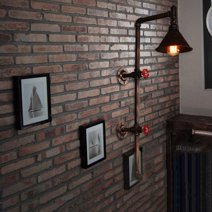 Retro Industrial Iron Water Pipe Wall Sconce Lamp - 1-Light Design  

Illuminate your space with this stylish retro industrial wall sconce, featuring a unique iron water pipe design. Perfect for adding a vintage touch to any room, this one-light sconce co