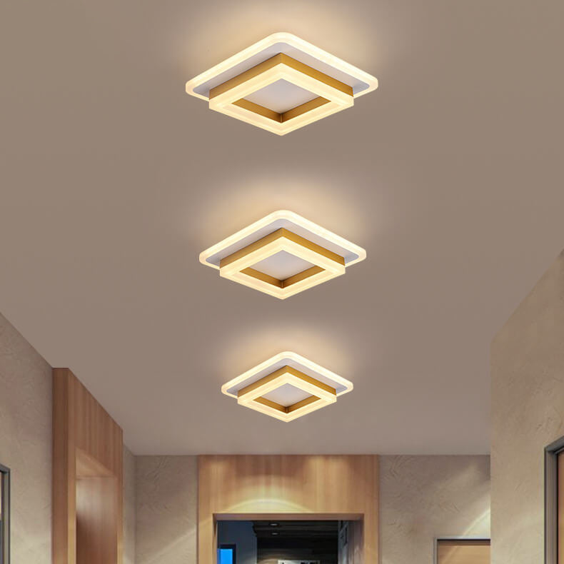 Nordic Simple Acrylic LED Flush Mount Ceiling Light - Square Circle Iron Design