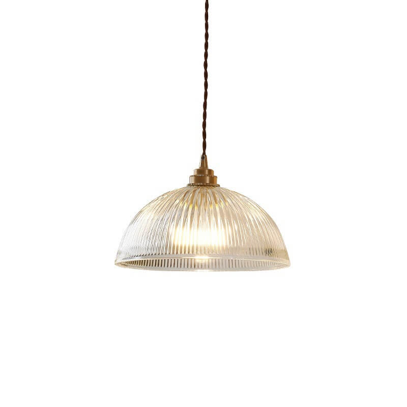 Modern Minimalist Clear Brass Glass Dome Pendant Light 1-Light