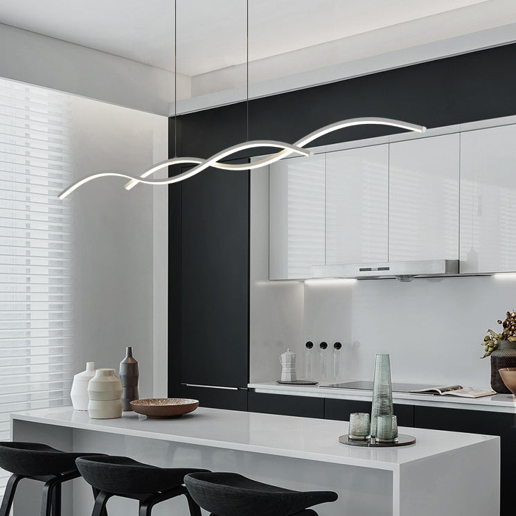 Nordic Minimalist LED Wave Design Island Chandelier - Modern Strip Light