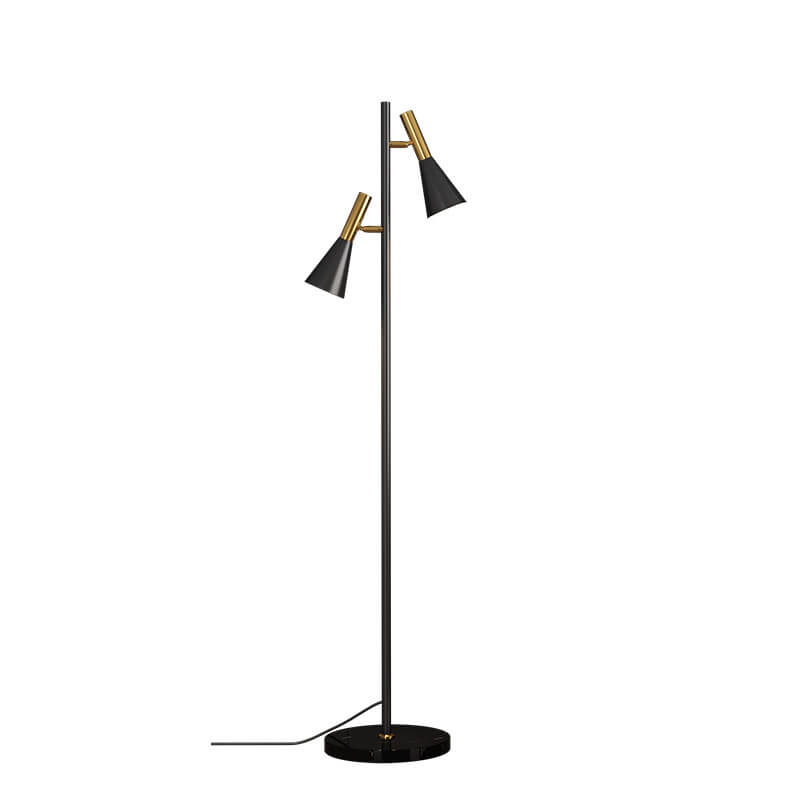 Modern Minimalist Marble Iron Horn Shade Rotatable 2-Light Floor Lamp for Living Room & Bedroom