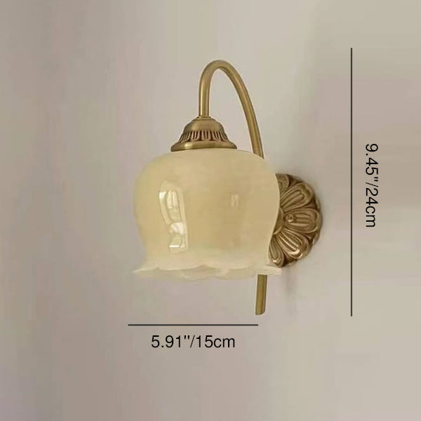Vintage Floral Resin Wall Sconce - Copper Iron 1-Light Lamp for Bedroom