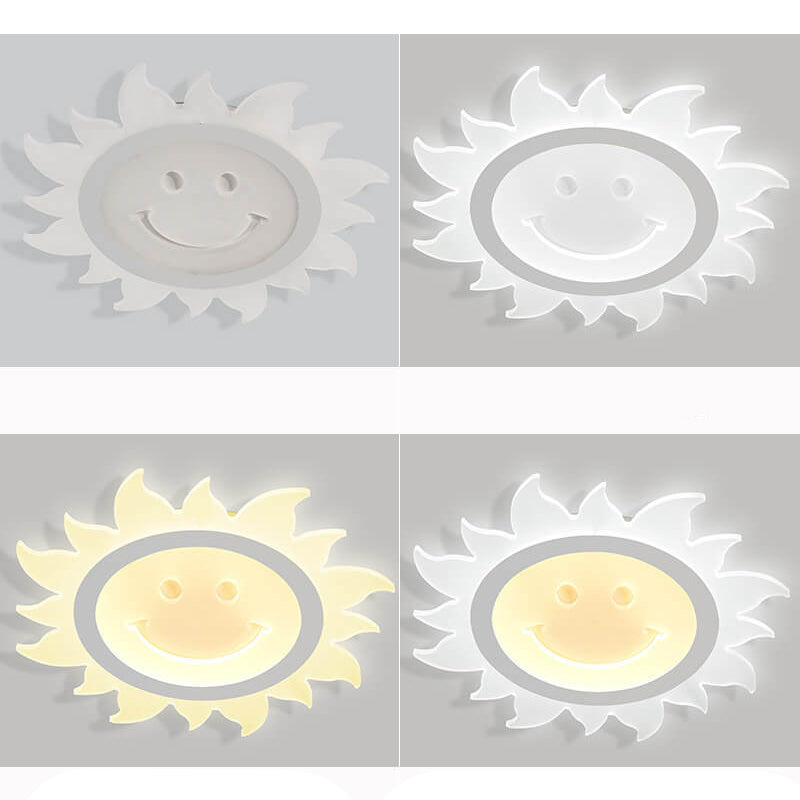 Creative Cartoon Smiley Sun LED Flush Mount Ceiling Light for Kids Room, Nursery, Playroom, Brighten Spaces, Fun Design, Energy-Efficient Lighting, Cute Sun Lamp, Decorative Ceiling Fixture, Childrens Room Decor, Unique Indoor Lighting Solutions