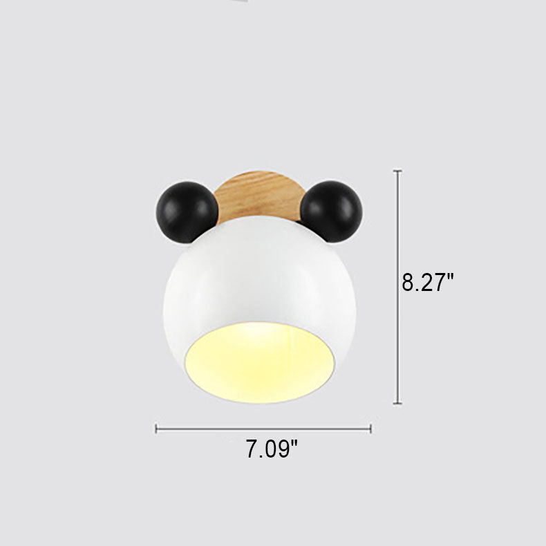 Nordic Cartoon Bear Dome 1-Light Kids Wall Sconce Lamp for Nursery, Children's Room Lighting, Playroom Decor, Cute Animal Wall Light, Adjustable LED, Ceiling Mount, Soft Nightlight, Baby Room Wall Fixture, Unique Kids' Bedroom Decor, Eco-Friendly Design