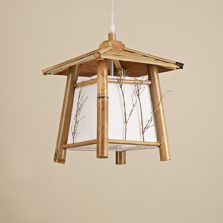 Japanese Rustic Vintage Bamboo Weaving Pendant Light 1-Light Fixture